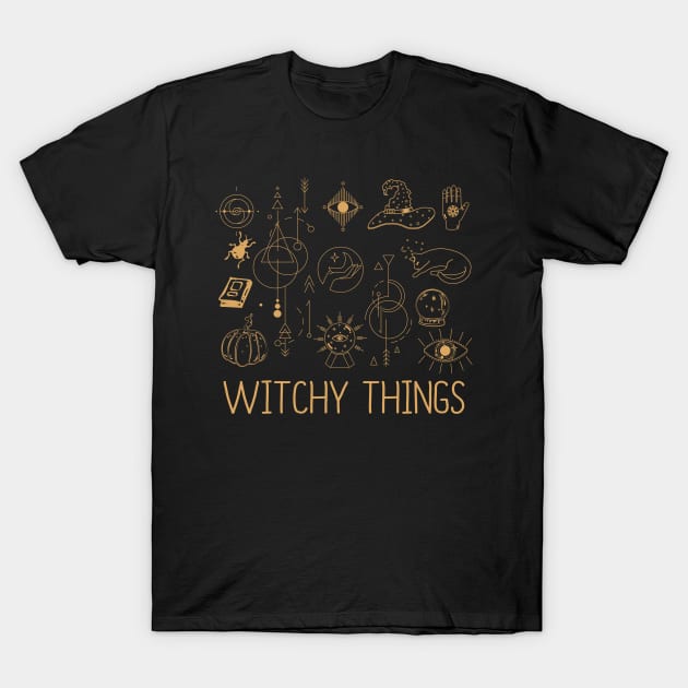 Witchy Things Spooky Halloween Witch Lover Spell Caster Fan T-Shirt by FamiLane